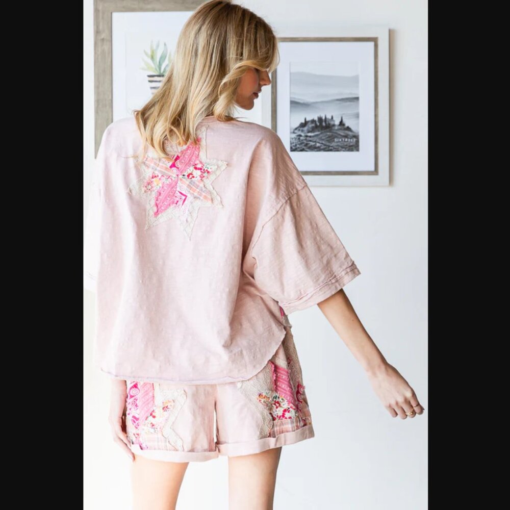 0635 OLI & HALI Pink Star 2 Piece Shorts and Short Sleeve Tee Set - Picture 7 of 7